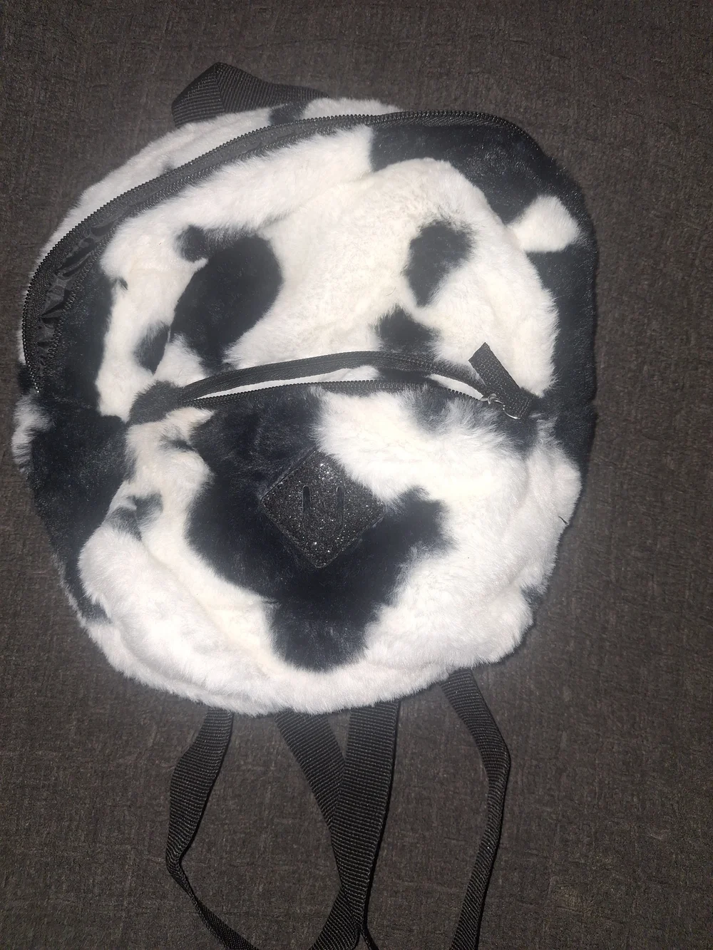 Kids Black & White Faux Fur Backpack